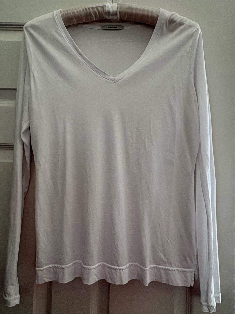 Adam Lippes Soft White V-Neck Long Sleeve Top